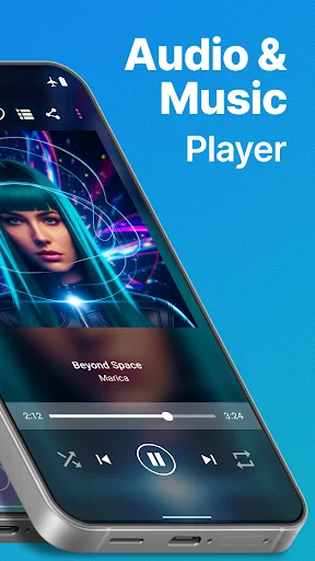 Audio & Music Player MP3 main interface displaying Beyond Space by Maruca track with full media control buttons