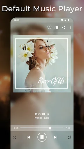 Default offline music player with album artwork for 'River Of Us' by Waside Rivera, progress bar showing 1:51 of 2:44, and playback control buttons